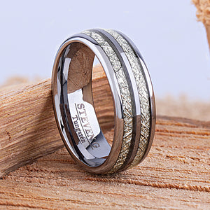 Tungsten Ring with Man Made Meteorite - 8mm Width - TCR123