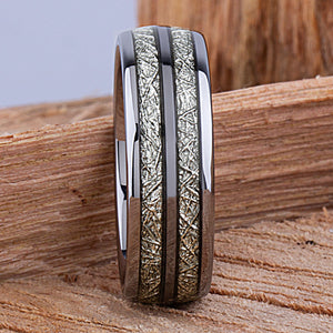 Tungsten Ring with Man Made Meteorite - 8mm Width - TCR123