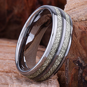 Tungsten Ring with Man Made Meteorite - 8mm Width - TCR123