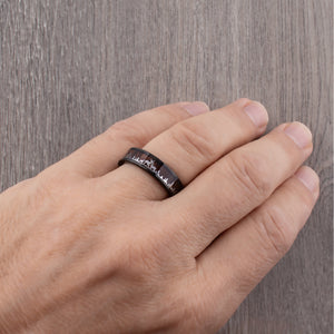 Tungsten Deer Family Ring with Natural Rosewood Inlay - 6mm Width - TCR125