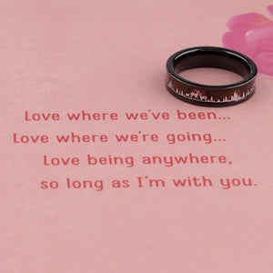 Tungsten Deer Family Ring with Natural Rosewood Inlay - 6mm - TCR125