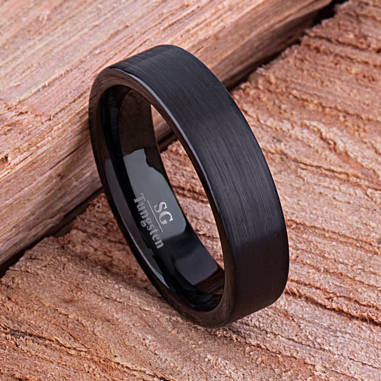 Black Tungsten Wedding Ring - 6mm Width