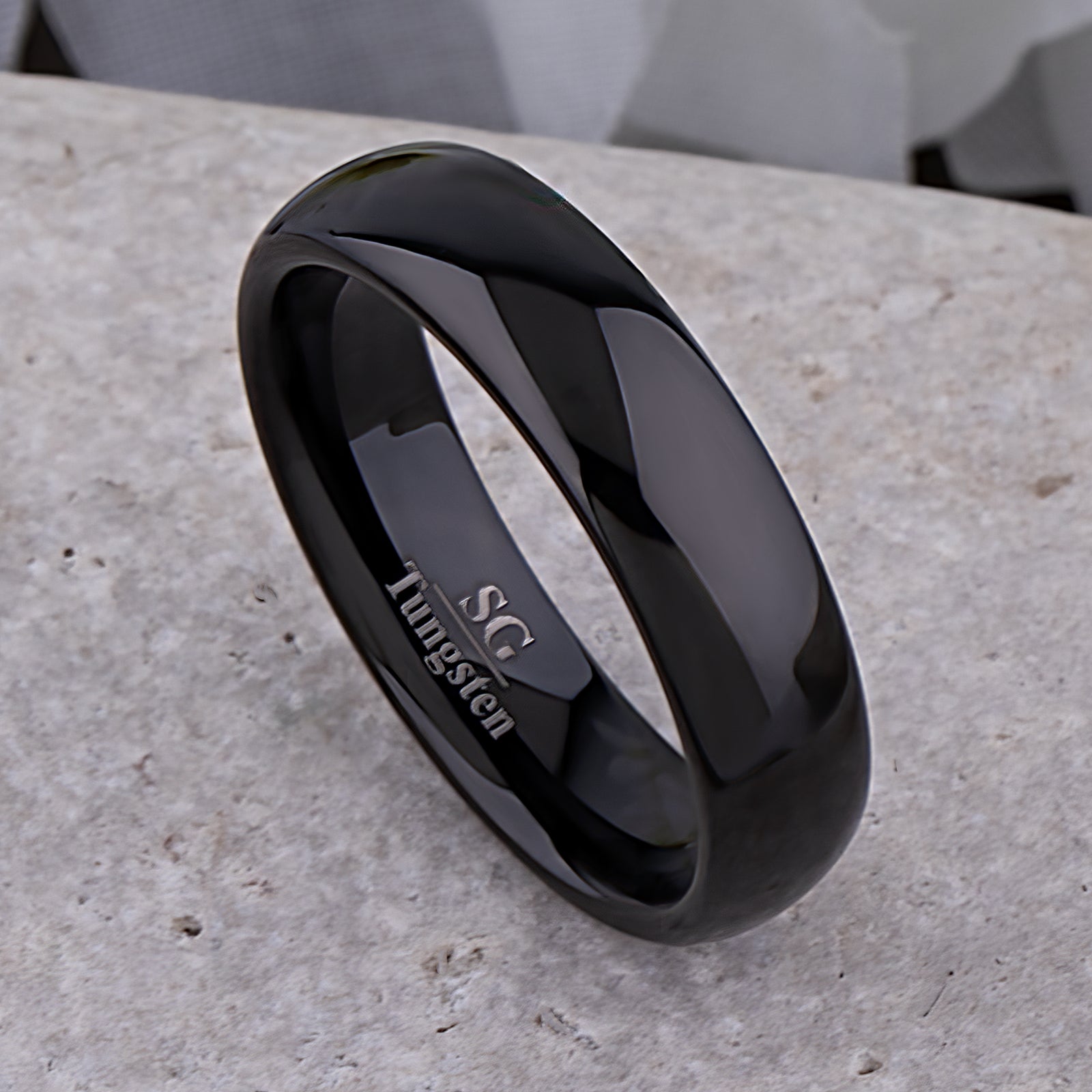 Men's or Women's Black Tungsten Ring - 6mm Width
