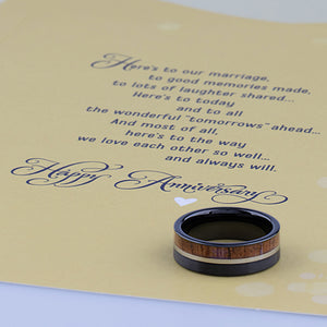 Black Tungsten Ring with Padauk Wood - 8mm Width - TCR145