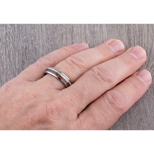 Tungsten with Sapele Wood and Man-Made Meteorite - 6mm Width - TCR146