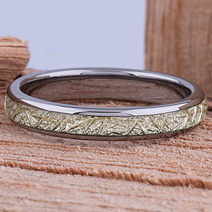 Tungsten Ring with Man-Made Meteorite - 4mm Width - TCR155