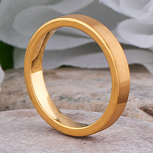 Yellow Gold Tungsten Ring with Brush Finish - 4mm Width - TCR176