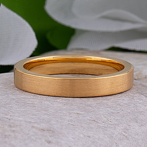 Yellow Gold Tungsten Ring with Brush Finish - 4mm Width - TCR176