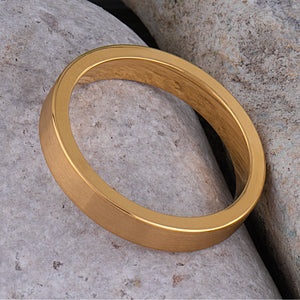 Yellow Gold Tungsten Ring with Brush Finish - 4mm Width - TCR176