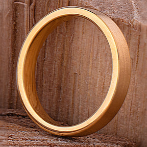 Yellow Gold Tungsten Ring with Brush Finish - 4mm Width - TCR176