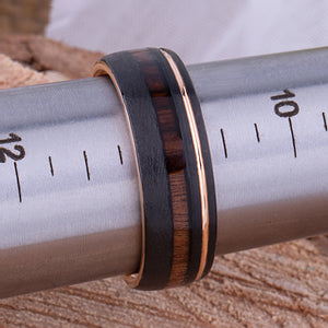Black Tungsten Ring with Padauk Wood - 8mm Width - TCR145