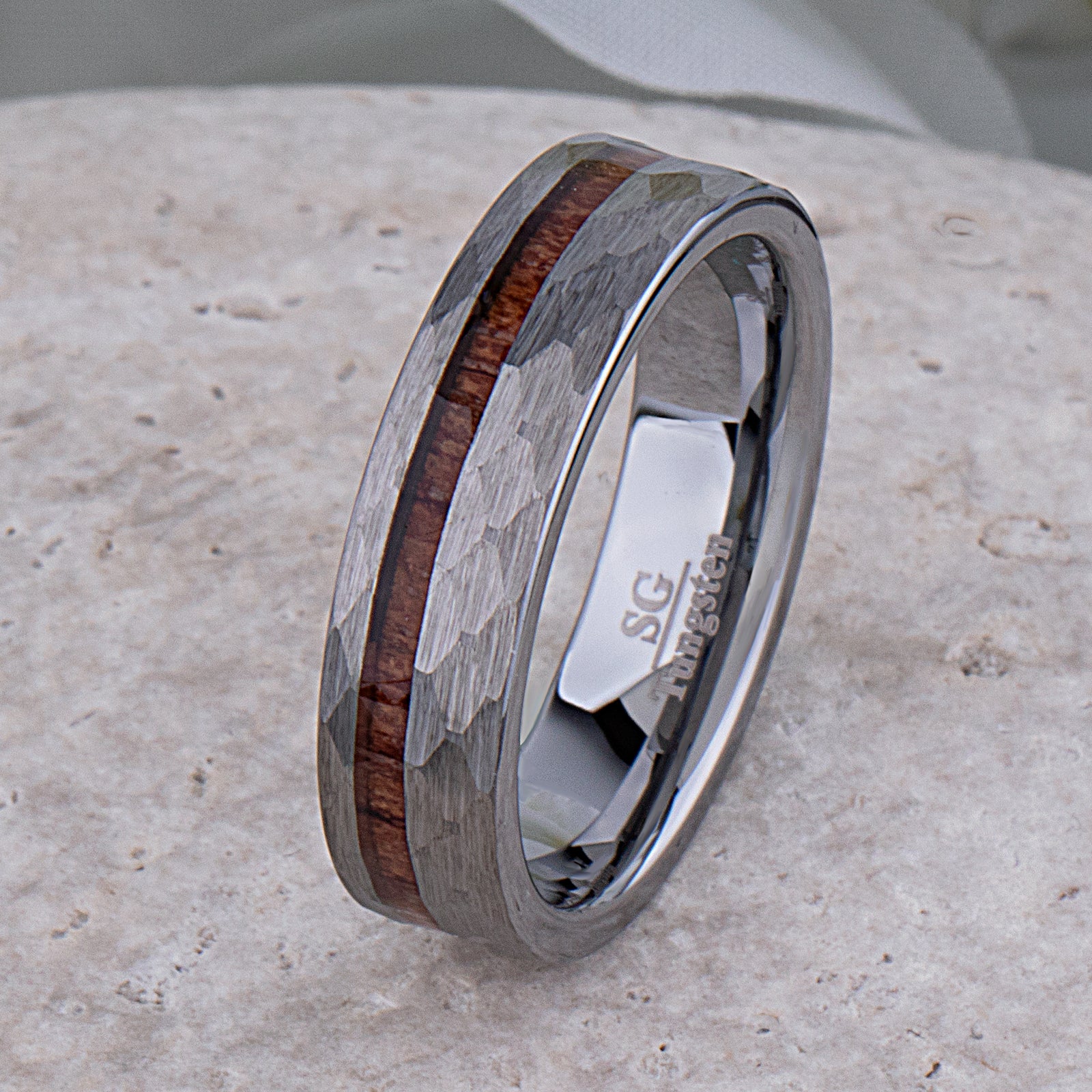 Tungsten Ring with Padauk Wood Inlay - 6mm Width