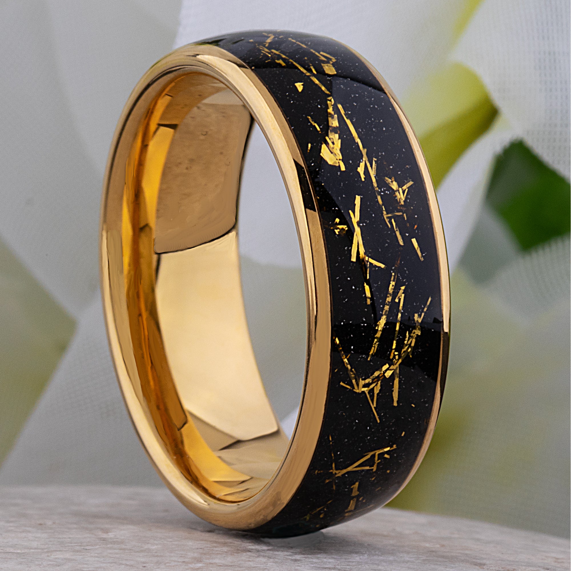 Carbon Fiber Ring store Yellow Gold Men's Tungsten Wedding Band Gift For Him