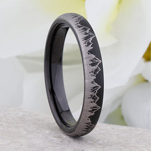 Mountain Design Black Tungsten Nature Ring - 4mm Width - TCR249