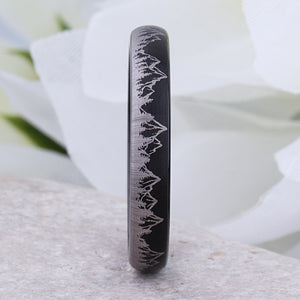 Mountain Design Black Tungsten Nature Ring - 4mm Width - TCR249