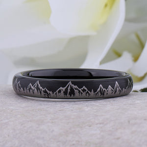 Mountain Design Black Tungsten Nature Ring - 4mm Width - TCR249