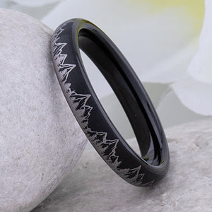 Mountain Design Black Tungsten Nature Ring - 4mm Width - TCR249