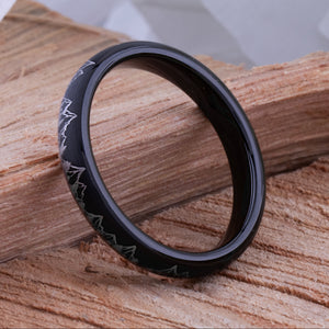 Mountain Design Black Tungsten Nature Ring - 4mm Width - TCR249
