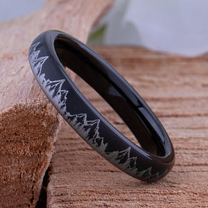 Mountain Design Black Tungsten Nature Ring - 4mm Width - TCR249