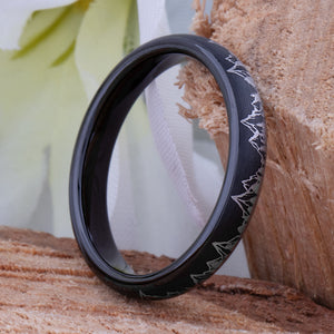 Mountain Design Black Tungsten Nature Ring - 4mm Width - TCR249