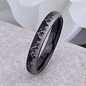 Mountain Design Black Tungsten Nature Ring - 4mm Width - TCR249