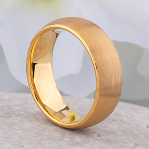 Yellow Gold Tungsten Ring with Brushed Surface - 8mm Width - TCR250