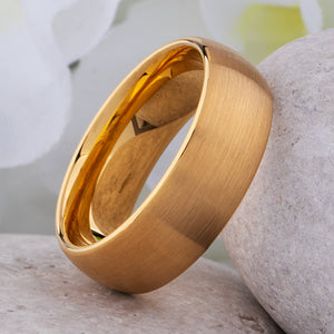 Yellow Gold Tungsten Ring with Brushed Surface - 8mm Width - TCR250