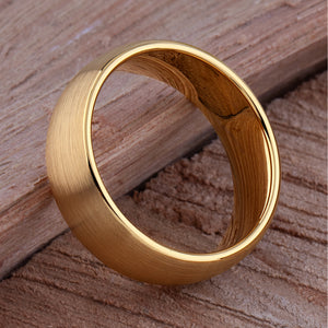 Yellow Gold Tungsten Ring with Brushed Surface - 8mm Width - TCR250
