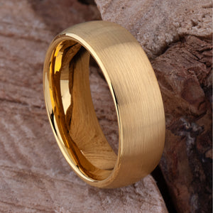 Yellow Gold Tungsten Ring with Brushed Surface - 8mm Width - TCR250