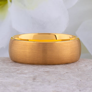 Yellow Gold Tungsten Ring with Brushed Surface - 8mm Width - TCR250