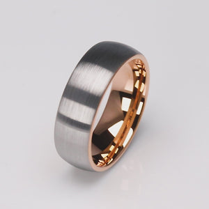 Tungsten Ring with Rose Gold - 8mm Width - TCR069