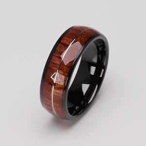 Tungsten Ring with Natural Padauk & Crateva Nurvala Wood Inlay - 8mm Width - TCR153