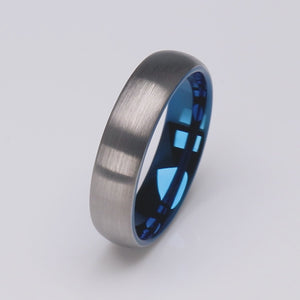 Tungsten Ring with Blue Interior - 6mm Width - TCR116