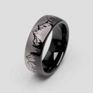 Mountain Design Black Tungsten Nature Ring - 8mm Width - TCR241