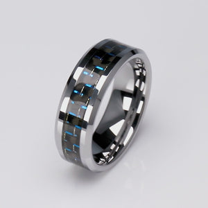 Men's Tungsten Ring with Carbon Fiber - 8mm Wide - TCR091