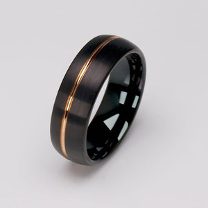 Black and Rose Gold Tungsten Ring - 8mm - TCR089