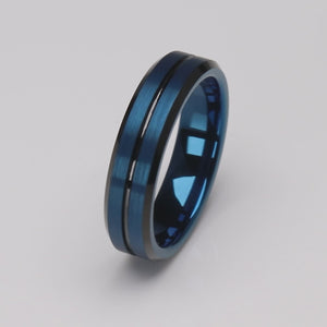 Blue with Black Tungsten Ring - 6mm Width - TCR166