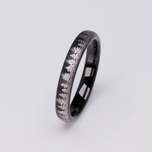 Black Forest Tree Tungsten Ring - 4mm Width - TCR191