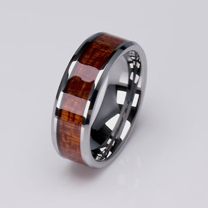 Tungsten Ring with Koa Wood Inlay - 8mm Width - TCR051