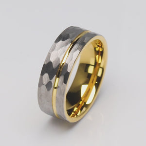 Tungsten Band with Yellow Gold Accent - 8mm Width - TCR218