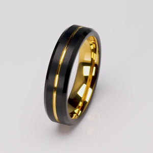 Black and Yellow Tungsten Ring - 6mm Width - TCR193