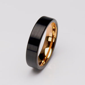 Men's Black and Rose Gold Tungsten Ring - 6mm Width - TCR183