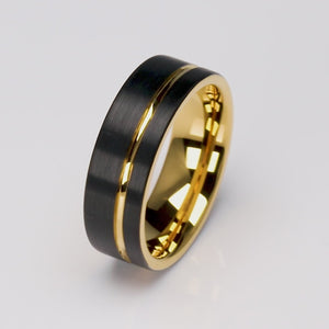 Black and Yellow Tungsten Ring - 8mm Width - TCR094