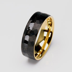 Black and Yellow Tungsten Band with Man-Made Meteorite - 8mm Width - TCR210