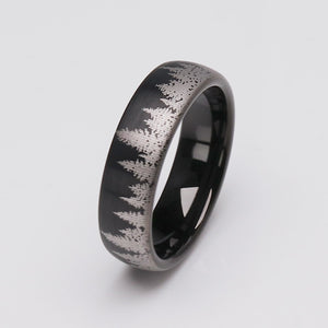 Black Forest Tree Tungsten Nature Ring - 7mm Width - TCR195