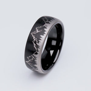 Mountain Design Black Tungsten Nature Ring - 8mm Width - TCR230