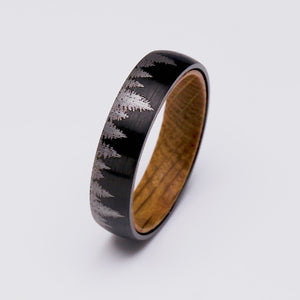 Forest Tungsten Ring with Whiskey Barrel - 6mm Width - TCR186