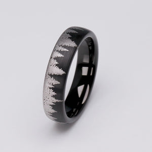 Black Forest Tree Tungsten Ring - 6mm Width - TCR167