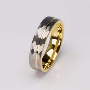 Tungsten Band with Yellow Gold Accent - 6mm Width - TCR192