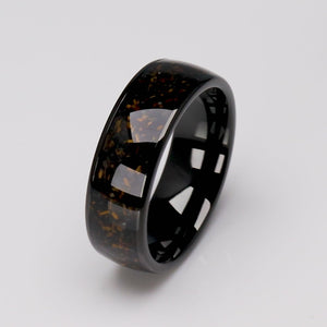 Black Agate and Tiger's Eye Tungsten Men's Wedding Ring - 8mm Width - TCR233